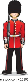 Cartoon Vector Illustration Of A British Royal Guard