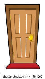 Cartoon Vector Illustration Brown Door