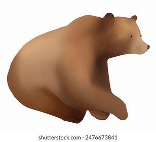 Cartoon vector illustration of brown grizzly bear, isolated on white background.