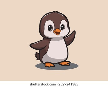 cartoon vector illustration of a brown otter