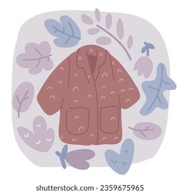 Cartoon vector illustration of Brown winter coat