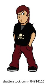 cartoon vector illustration of a bully kid