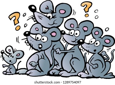 Cartoon Vector illustration of a Bunch of Wondering Mice