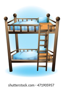 cartoon vector illustration bunk bed object with separated layers