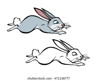 Cartoon Vector Illustration Of A Bunny Hopping Coloring Book