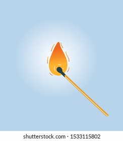 Cartoon vector illustration of Burning matches on blue background.