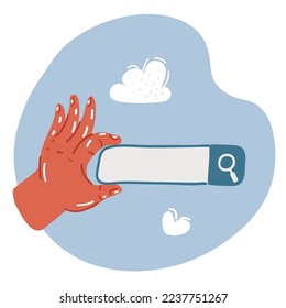 Cartoon Vektorgrafik von Business, Technologie und Menschen Konzept Hand hält Internet-Browser-Suchleiste