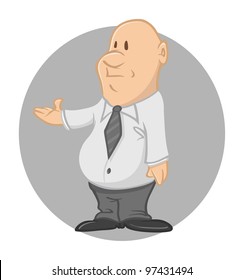 cartoon vector illustration of a businessman fat