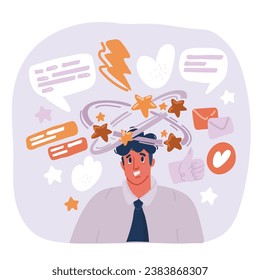 Cartoon vector illustration of Businessman with vertigo