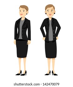 cartoon vector illustration of businesswoman poses