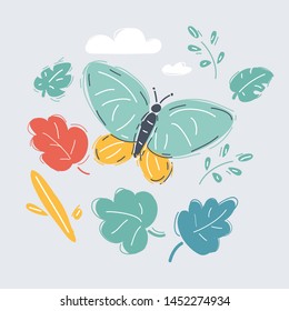 Cartoon vector illustration of butterfly icon on white.