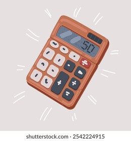 Cartoon vector illustration of calculator