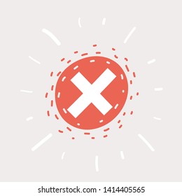 Cartoon vector illustration of cancel icon on white background, red cancel icon.