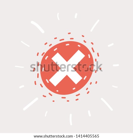 Cartoon vector illustration of cancel icon on white background, red cancel icon.