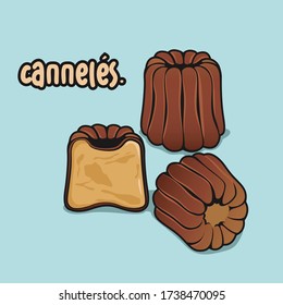 Cartoon vector illustration of caneles fit for menu, label, collection, cooking book and assets.