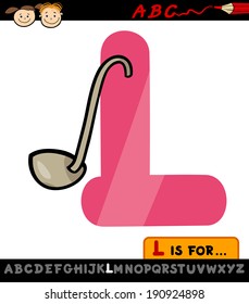 Cartoon Vector Illustration of Capital Letter L from Alphabet with Ladle for Children Education