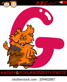 Cartoon Vector Illustration of Capital Letter G from Alphabet with Guinea Pig Animal for Children Education