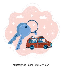 Cartoon vector illustration of Car-keys