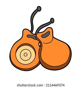 Cartoon vector illustration, Castanet. Colorful musical instrument