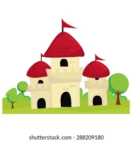 A cartoon vector illustration of a castle.