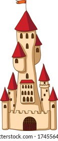 Cartoon vector illustration of the castle isolated on the white background