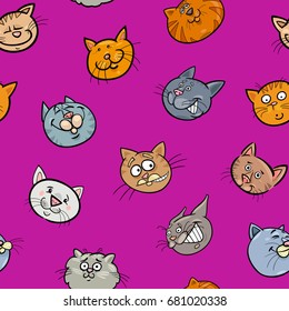 Cartoon Vector Illustration of Cat Characters Wallpaper or Wrapping Paper Design