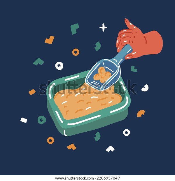 Cartoon Vector Illustration Cat Litters Closeup Stock Vector (Royalty Free) 2206937049
