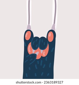 Cartoon vector illustration of Cat paw show sign Rock and Roll.
