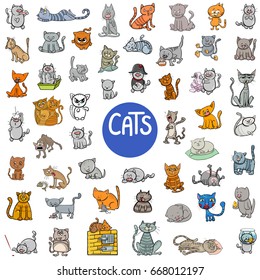 Cartoon Vector Illustration of Cats Animal Characters Big Set