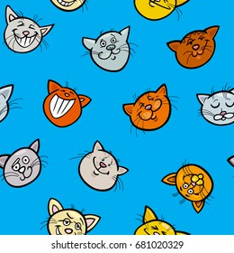 Cartoon Vector Illustration of Cats Animal Characters Wallpaper or Seamless Wrapping Paper Design