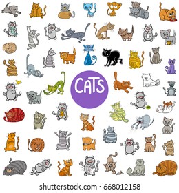 Cartoon Vector Illustration of Cats Pet Animal Characters Big Set