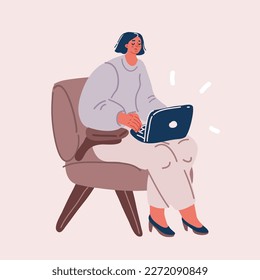 Cartoon Vektorgrafik-ceo-Sessel Sessel verwenden Sie Laptop-Suchinformationen