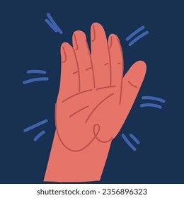 Cartoon vector illustration of Cartoon character hand goodwill gesture. Open outstretched hand, showing five fingers, extended in greeting over dark background
