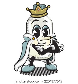 cartoon vector illustration of a character from a milk bottle becoming a king