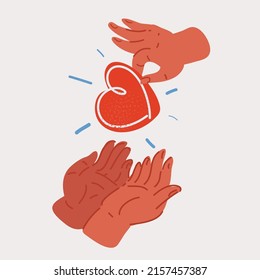 Cartoon vector illustration of Charity day. Love and togetherness theme. Begging for likes