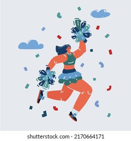 Cartoon vector illustration of Cheerleader girl jump