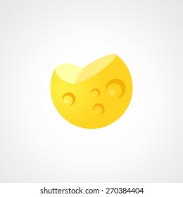 Cartoon Vector Illustration of Cheese piece isolated on light background