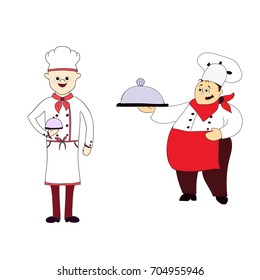 Cartoon vector illustration. Chef character logo for restaurant or cafe