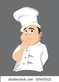 cartoon vector illustration of a chef thinking