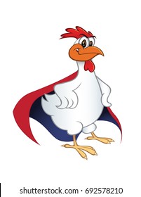 cartoon vector illustration of a chicken superhero