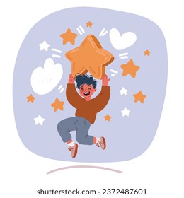 Ilustración vectorial de dibujos animados de la estrella del salto infantil