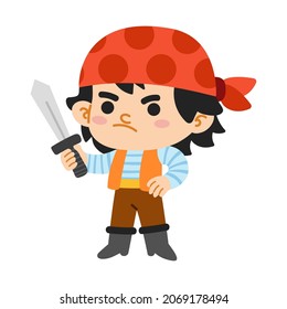 Cartoon vector illustration for children, character pirate boy