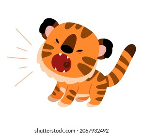 Cartoon vector illustration for children, Cartoon characters tiger growls