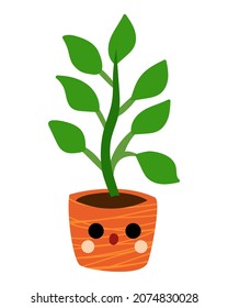 Cartoon Vector Illustration Children Cute Houseplant Stock Vector ...