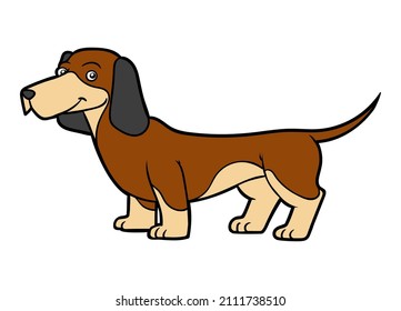 Cartoon vector illustration for children, Dachshund dog