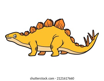 Cartoon vector illustration for children, dinosaur Stegosaurus