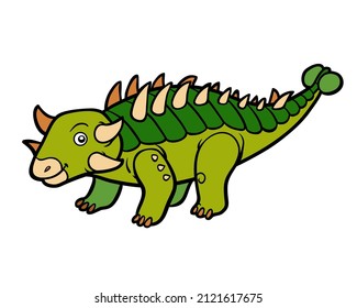 Cartoon vector illustration for children, dinosaur Euoplocephalus