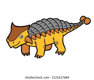 Cartoon vector illustration for children, dinosaur Ankylosaurus