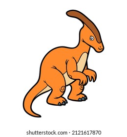 Cartoon vector illustration for children, dinosaur Parasaurolophus