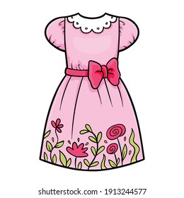 Cartoon, Vektorgrafik für Kinder, Kleid mit Blumen